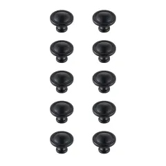 Garlande 1.2" Diameter Matte Black Mushroom Knob Multipack (Set of 10)