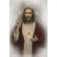 Dexsa Sacred Heart Symbols of Faith Inspirational Wood Plaque 6 inches x 9 inches