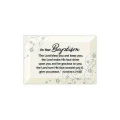 Dexsa Baptism Beveled Glass Plaque with Easel