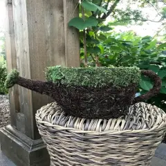Watering Can PLANTER - Natural MOSS & Wicker