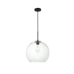 Baxter 1 Light Black Pendant With Clear Glass