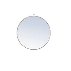 Metal frame Round Mirror with decorative hook 32 inch Silver finish