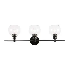 Collier 3 light Black and Clear glass Wall sconce