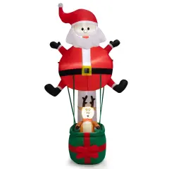 8 Feet Inflatable Santa Claus and Reindeer with Bright LED Lights