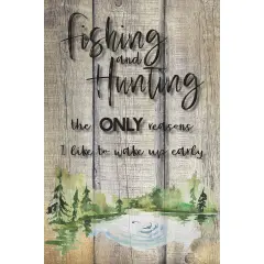 Dexsa Fishing And Hunting Wood Plaque with Easel and Hangar