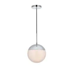 Eclipse 1 Light Chrome Pendant With Frosted White Glass