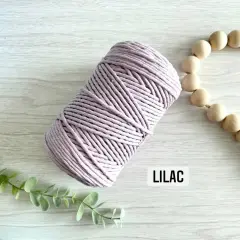 3mm Single Strand Macrame Cotton Cord, 23 Beautiful Colors, Macrame Wall Hanging, Plant Hangers, Cotton Rope for Macrame Lilac