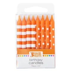 Stripes & Dots Smooth Specialty Candles, 16pc Orange