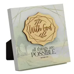 Dexsa With God All Things Meadow Wood Plaque 6 inches x 6 inches