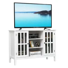 Wooden TV Stand Console Cabinet for 50 Inch TV White