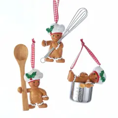 3.5&rdquo; Gingerbread Boy Utensil Ornaments &ndash; Set of 3 Assorted Christmas Decoration