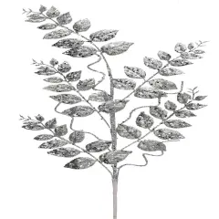 35" Silver Glitter Mica Later Fern Spray - Sparkling ChristmasDecor