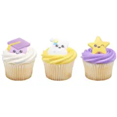 Graduation Characters Cupcake Rings, 12ct