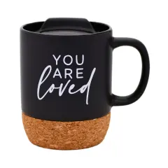 Dexsa You Are Loved Designer Cork Bottom Mug with Lid - 14 oz
