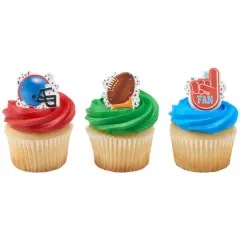 Football Assortment Cupcake Rings, 12ct