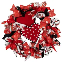 Northlight Ribbon and Twig Valentine's Day Wreath - 17" Red