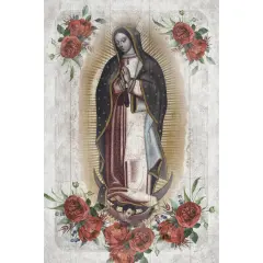 Dexsa The Virgin Of Guadalupe Symbols of Faith Inspirational Wood Plaque 6 inches x 9 inches