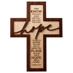 Dexsa For I Know The Plans Inspirational Laser-Cut Wood Cross Plaque 7.5 inches x 10 inches
