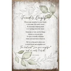 Dexsa Frend-Ly Neighbors Inspirational Wood Plaque 6 inches x 9 inches