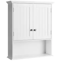 Wall Mount Bathroom Cabinet Storage Organizer with Doors and Shelves-White