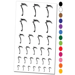 Pixel Scythe Weapon RPG Video Games Temporary Tattoo Water Resistant Fake Body Art Set Collection Yellow