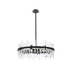 Serena 32 inch crystal round chandelier in black