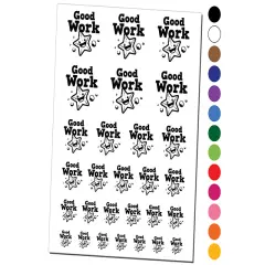 Good Work Starfish Teacher Student Temporary Tattoo Water Resistant Fake Body Art Set Collection Dark Green