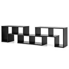 3 Pieces Console TV Stand for TVs up to 65 Inch with Shelves Black