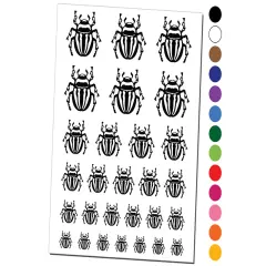 Round Striped Potato Beetle Bug Insect Temporary Tattoo Water Resistant Fake Body Art Set Collection Brown