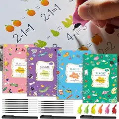 WEHUIFA 4 Pack Grooved Large Preschooler's Skills Workbooks Gift Set