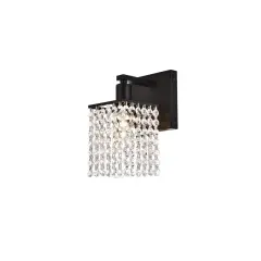 Phineas 1 light bath sconce in black with clear crystals