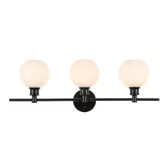 Collier 3 light Black and Frosted white glass Wall sconce