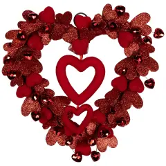 Northlight Heart Shaped Glittered Valentine's Day Wreath - 22" - Red