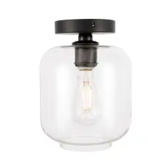 Collier 1 light Black and Clear glass Flush mount