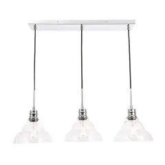 Clive 3 light Chrome and Clear seeded glass pendant