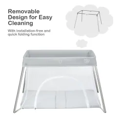 Lightweight Foldable Baby Playpen with Carry Bag Light Grey