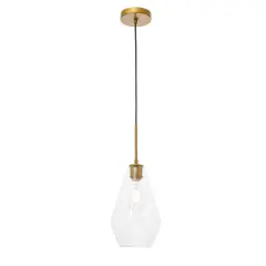 Gene 1 light Brass and Clear glass pendant