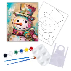 "Whimsical Snowman" DIY Canvas Art Kit, Adult Beginner, Acrylic Paint Size 11x14 inch