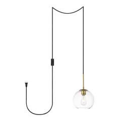 Baxter 1 Light brass plug-in pendant With Clear Glass