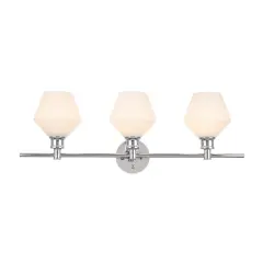 Gene 3 light Chrome and Frosted white glass Wall sconce