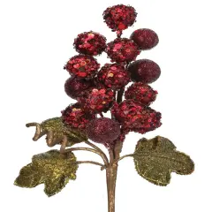 12" Jeweled Grape Cluster Pick - Sparkling Christmas Decoration BURG