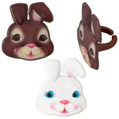Cute Bunny Faces Cupcake Rings, 12ct