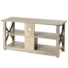 Modern Farmhouse TV Stand Entertainment Center for TV's up to 55-Inch with Open Shelves Grey