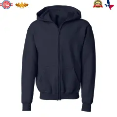 Gildan&reg; Heavy Blend Youth Full Zip Hooded Long Sleeve Sweatshirt Navy