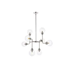 Hanson 8 lights pendant in polished nickel with clear shade