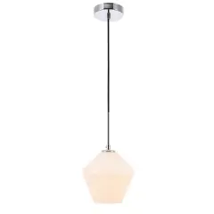 Gene 1 light Chrome and Frosted white glass pendant