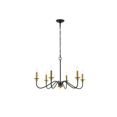 Rohan 30 inch chandelier in matte black and brass