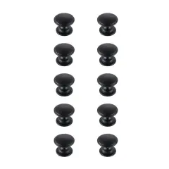 Kaid 1.2" Diameter Matte Black Mushroom Knob Multipack (Set of 10)