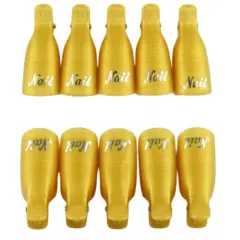 Kitcheniva Silicone UV Gel Polish Remover Wrap Soak Off Cap Clip Nail Art Tool Gold-10 pcs