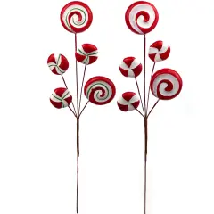 Set of 6: Assorted Mixed Peppermint Lollipop Spray Picks | 15-Inch | Festive Holiday Accents | Trees, Wreaths, & Garlands | Christmas Picks | Parties & Events | Home & Office Decor, Floral Home by Artificial Flowers